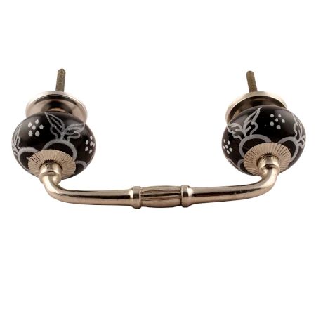 Black Floral Ceramic Bridge Handle